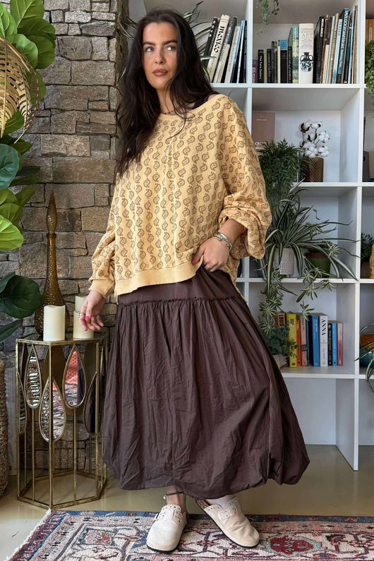 Paloma Bubble Hem Layering Dress Choc Chip